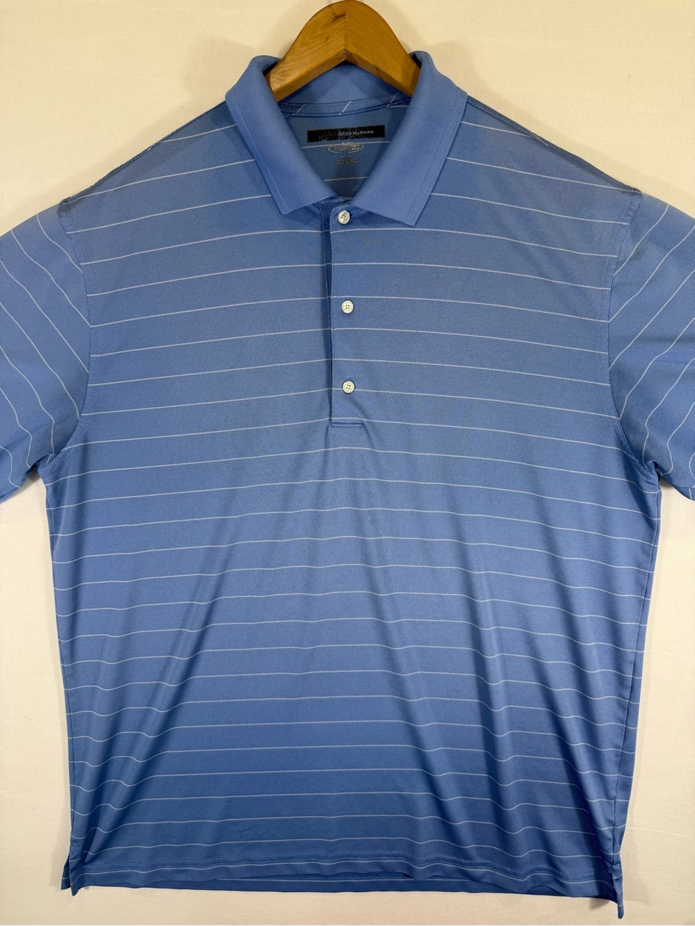 Greg Norman Collection Blue Micro-Striped Polo